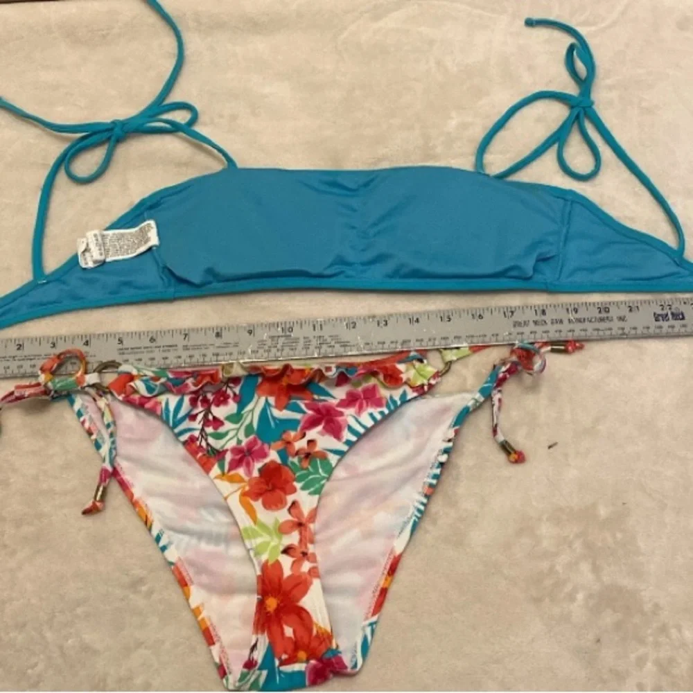 Blue and Floral Bikini Set